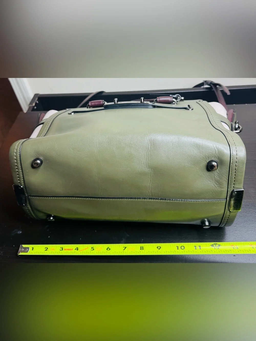 Coach Swagger  Colorblock Leather Satchel in Olive/Blush